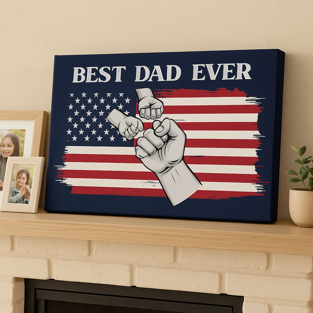 Personalized 'Best Dad Ever' Fist Bump Canvas | the perfect heartfelt Father's Day gift!