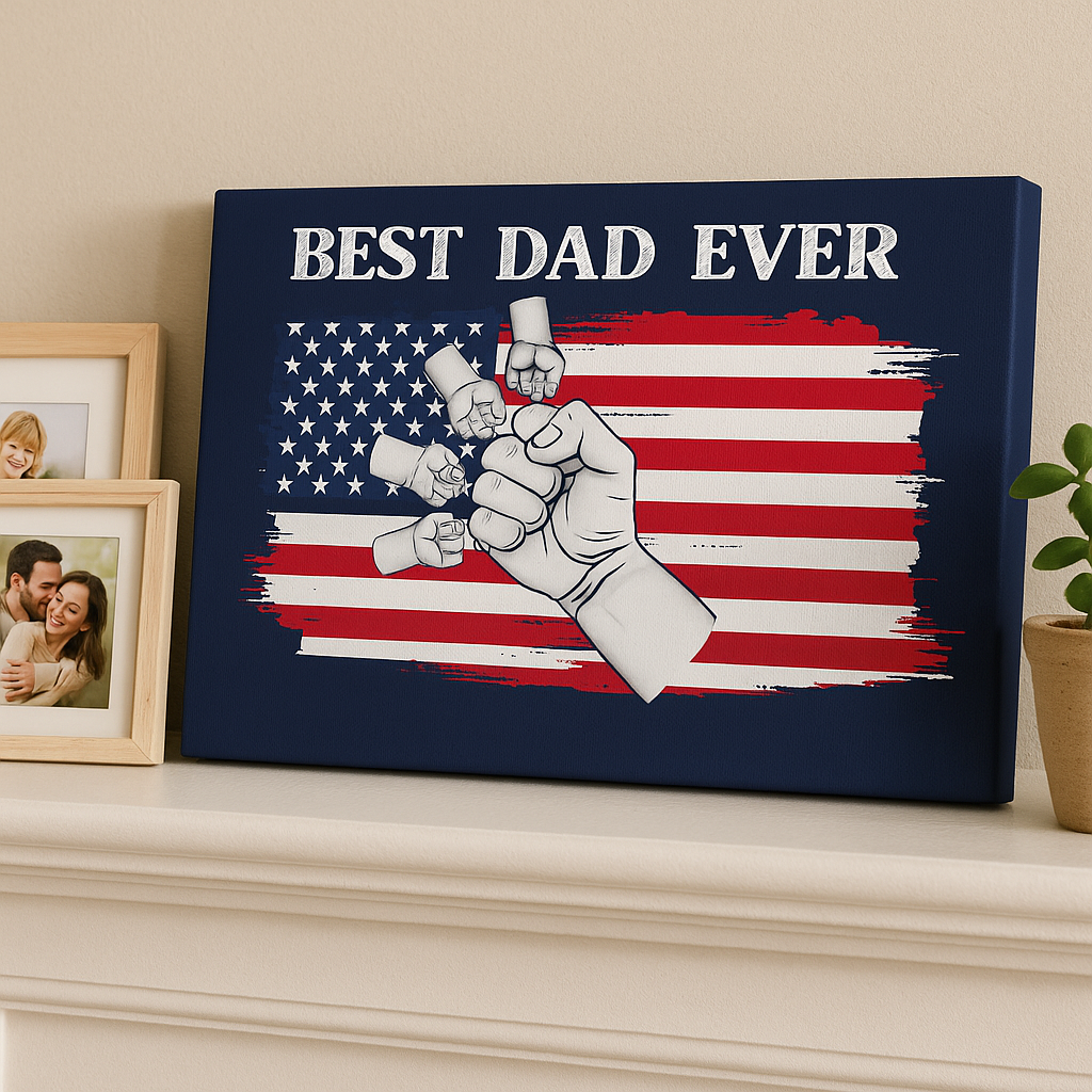Personalized 'Best Dad Ever' Fist Bump Canvas | the perfect heartfelt Father's Day gift!