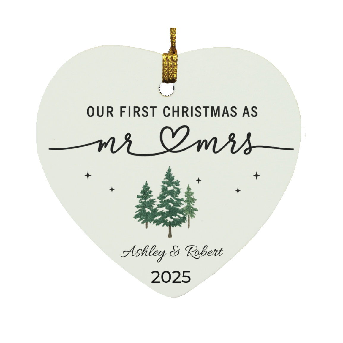 Personalized Mr & Mrs First Christmas Ornament - Wedding Gift Keepsake