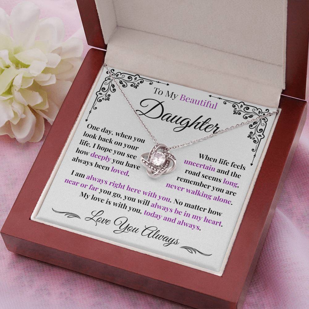 To My Daughter Love Knot Necklace