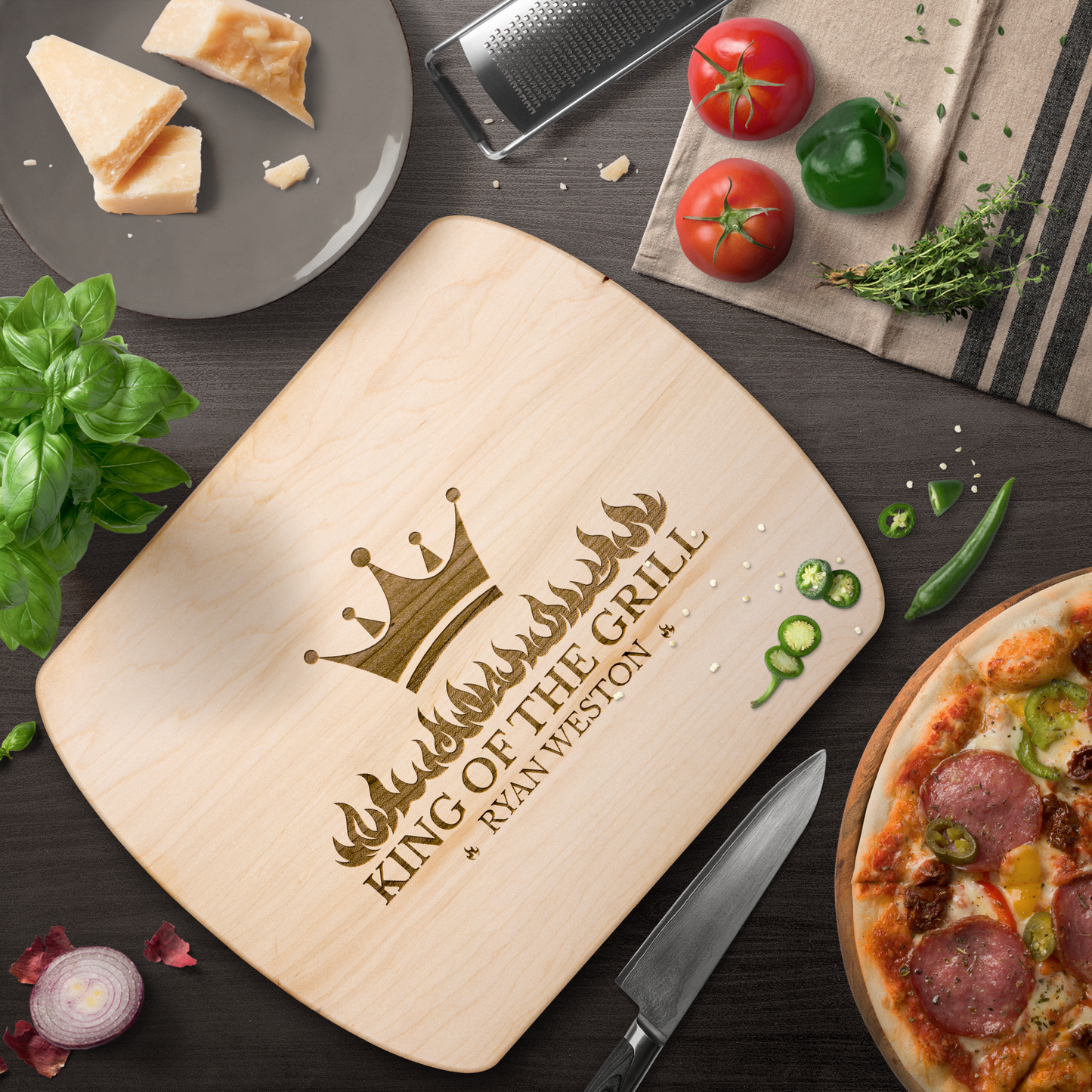 King Of The Grill | Personalized Wooden Cutting Board