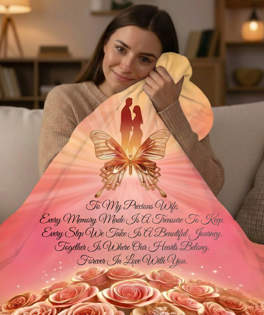 To My Precious Wife, Butterfly Love Blanket