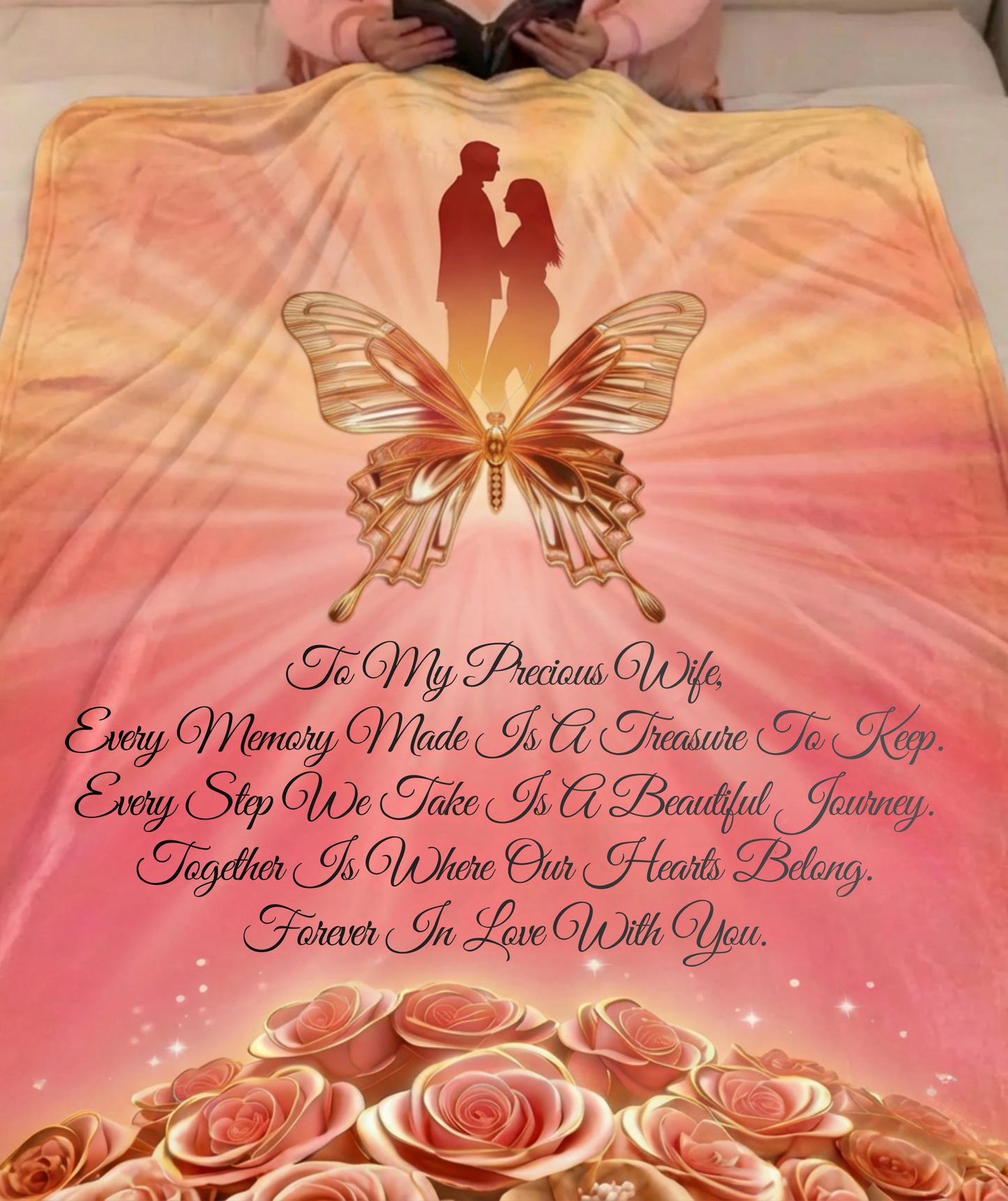 To My Precious Wife, Butterfly Love Blanket