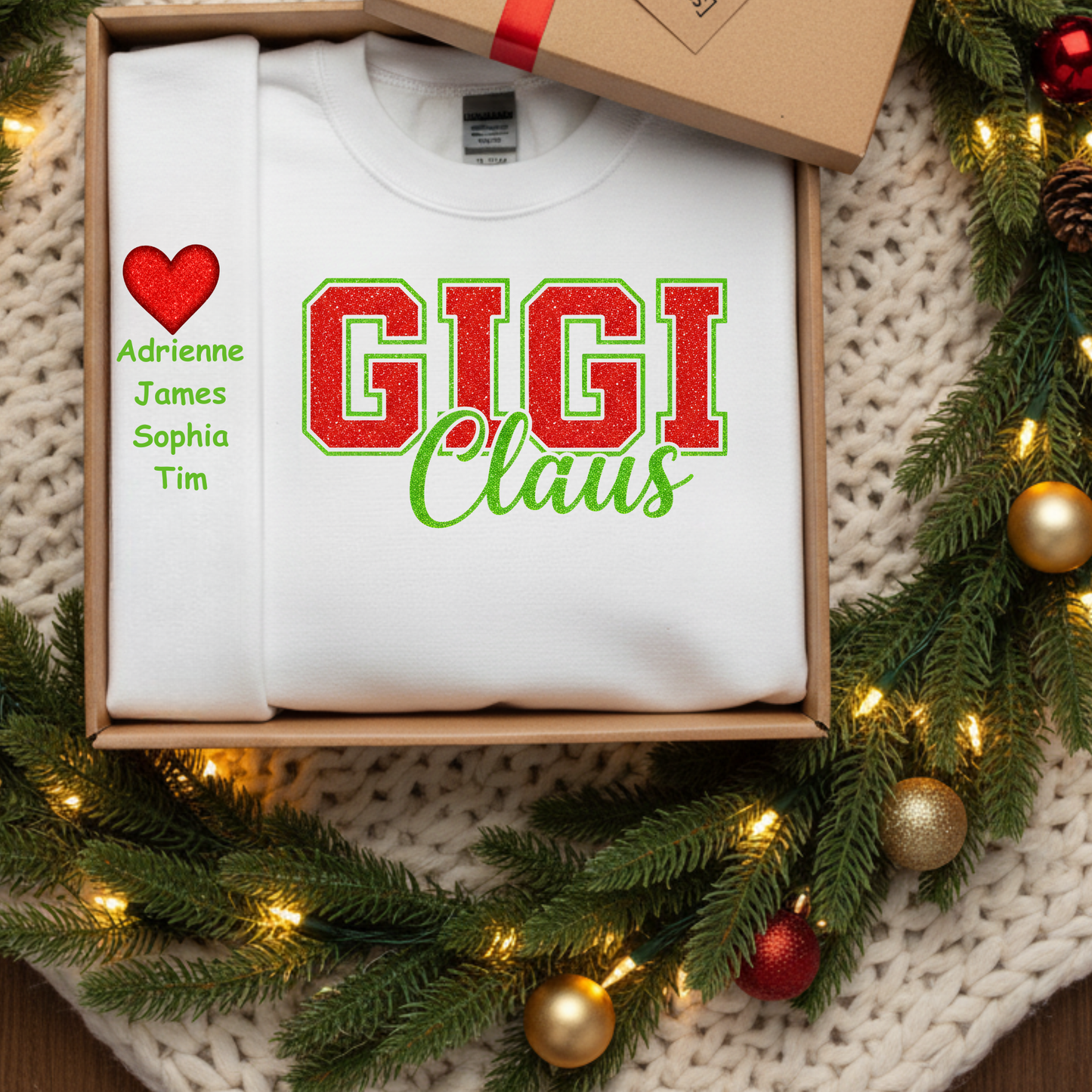 Unisex 'GIGI Claus' Heavy Blend Glitter Crewneck Sweatshirt - Cozy Holiday Loungewear
