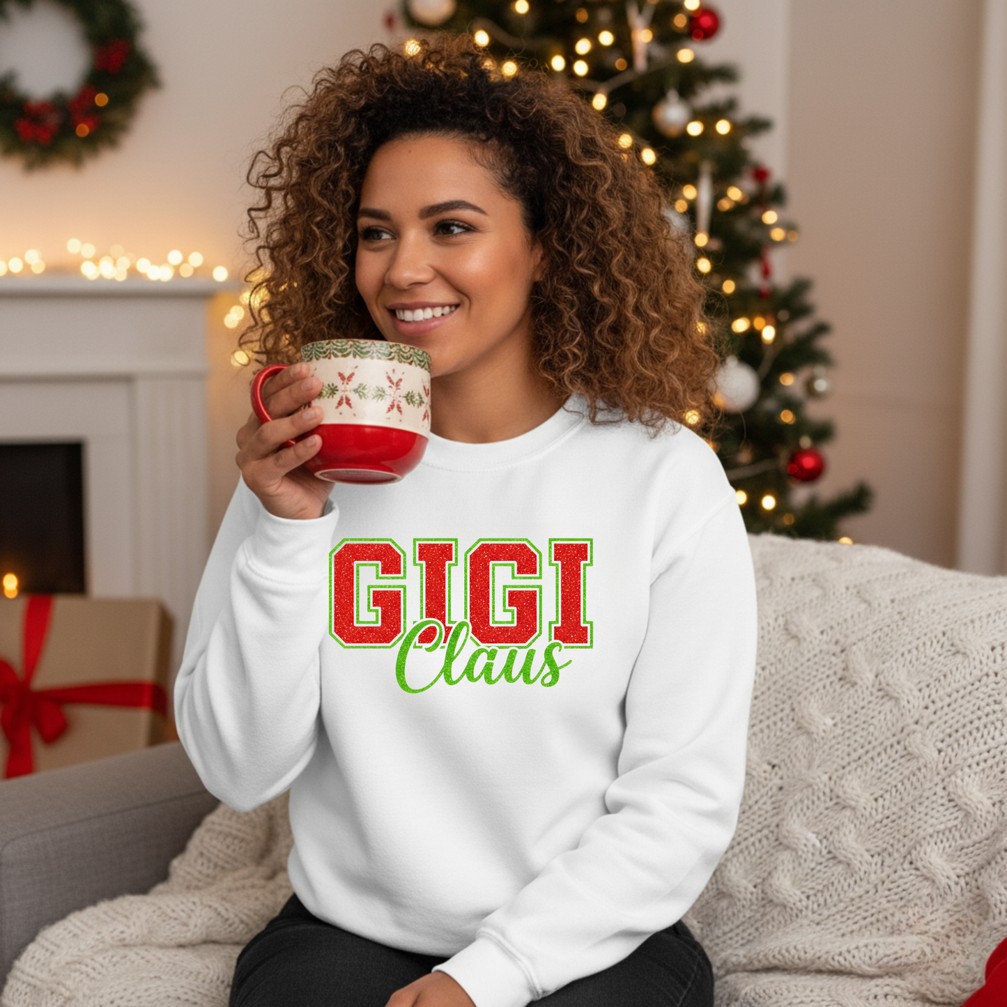 Unisex 'GIGI Claus' Heavy Blend Glitter Crewneck Sweatshirt - Cozy Holiday Loungewear