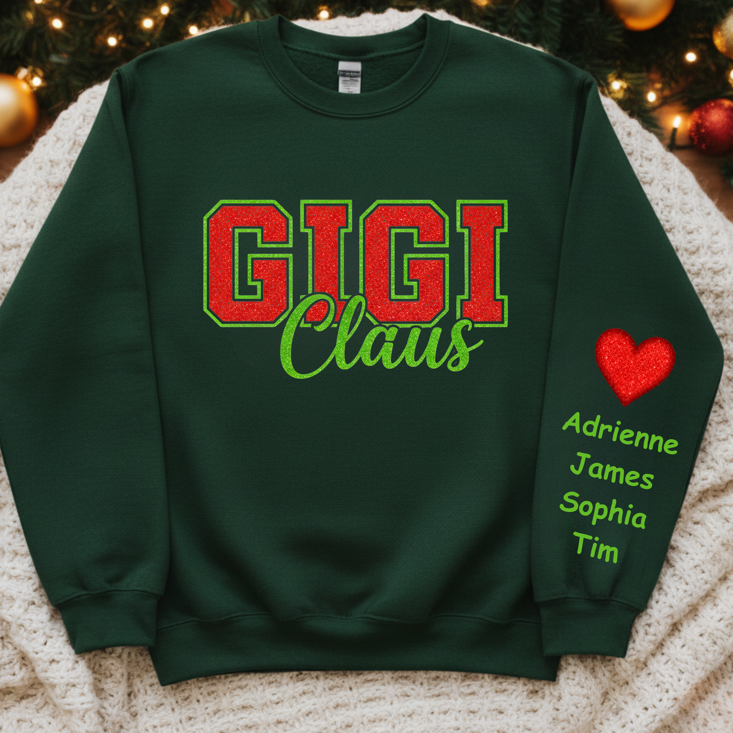Unisex 'GIGI Claus' Heavy Blend Glitter Crewneck Sweatshirt - Cozy Holiday Loungewear