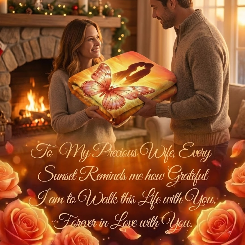 To My Wife Every Sunset Love Blanket