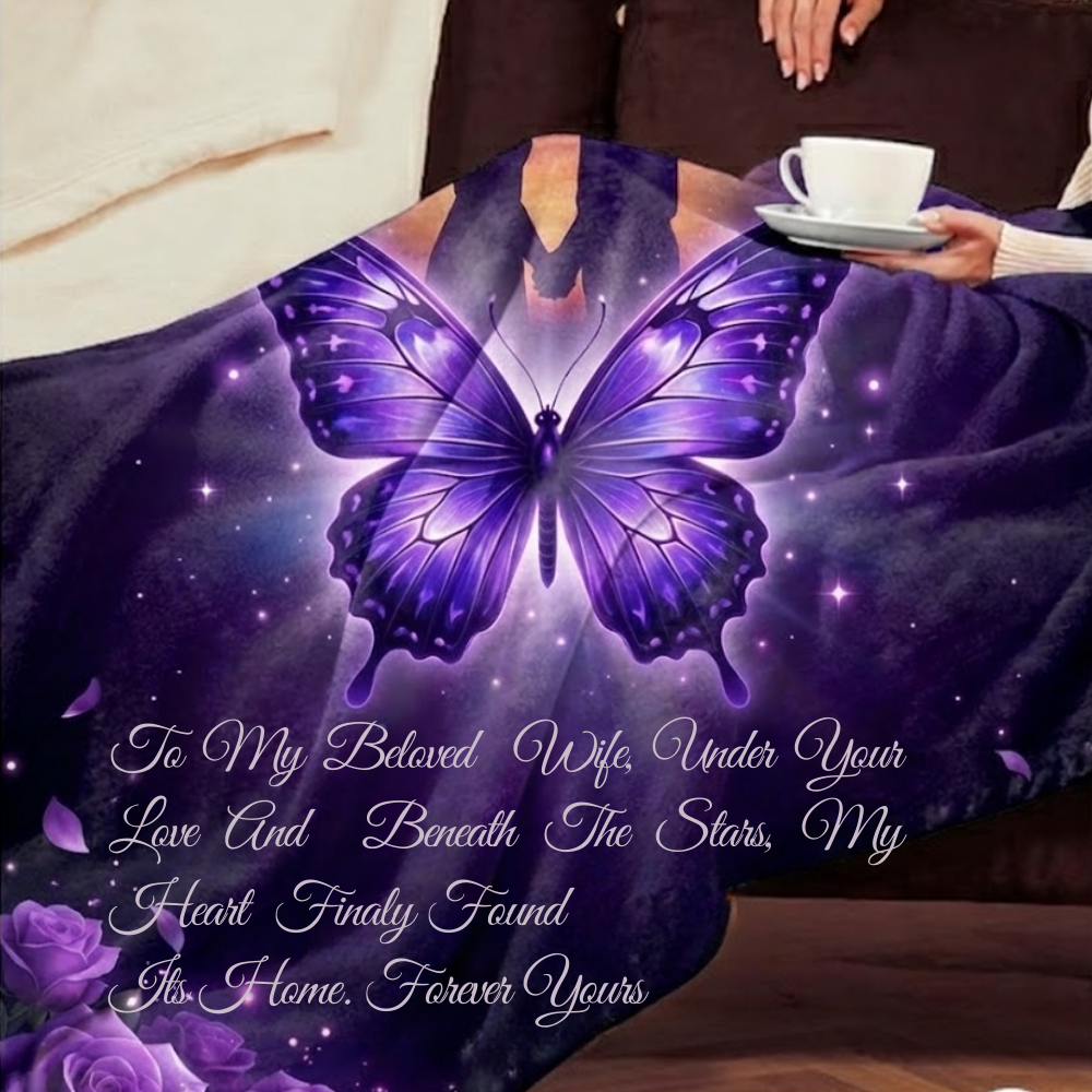 To My Beloved Wife Butterfly Blanket