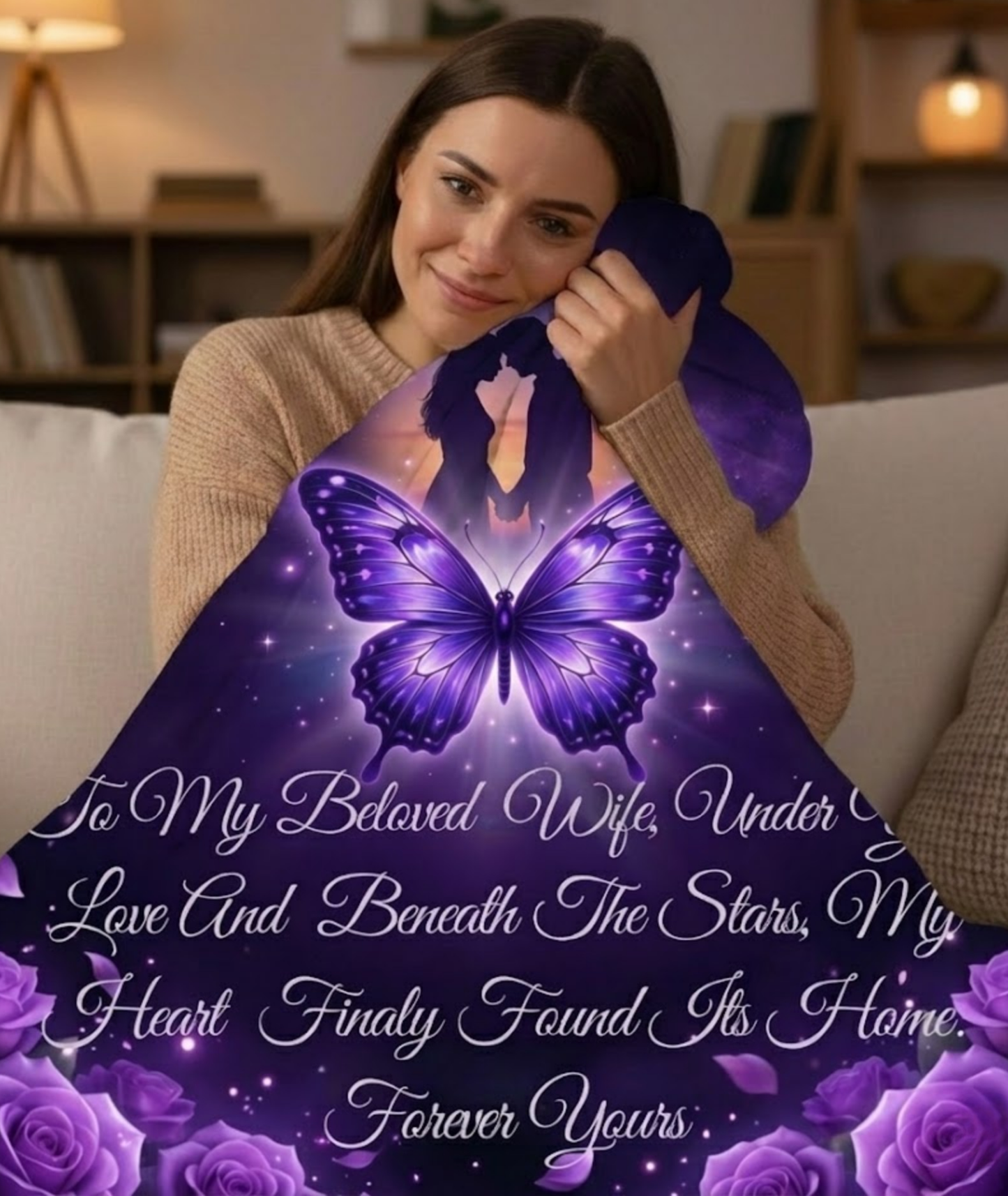 To My Beloved Wife Purple Butterfly  Love Gift
