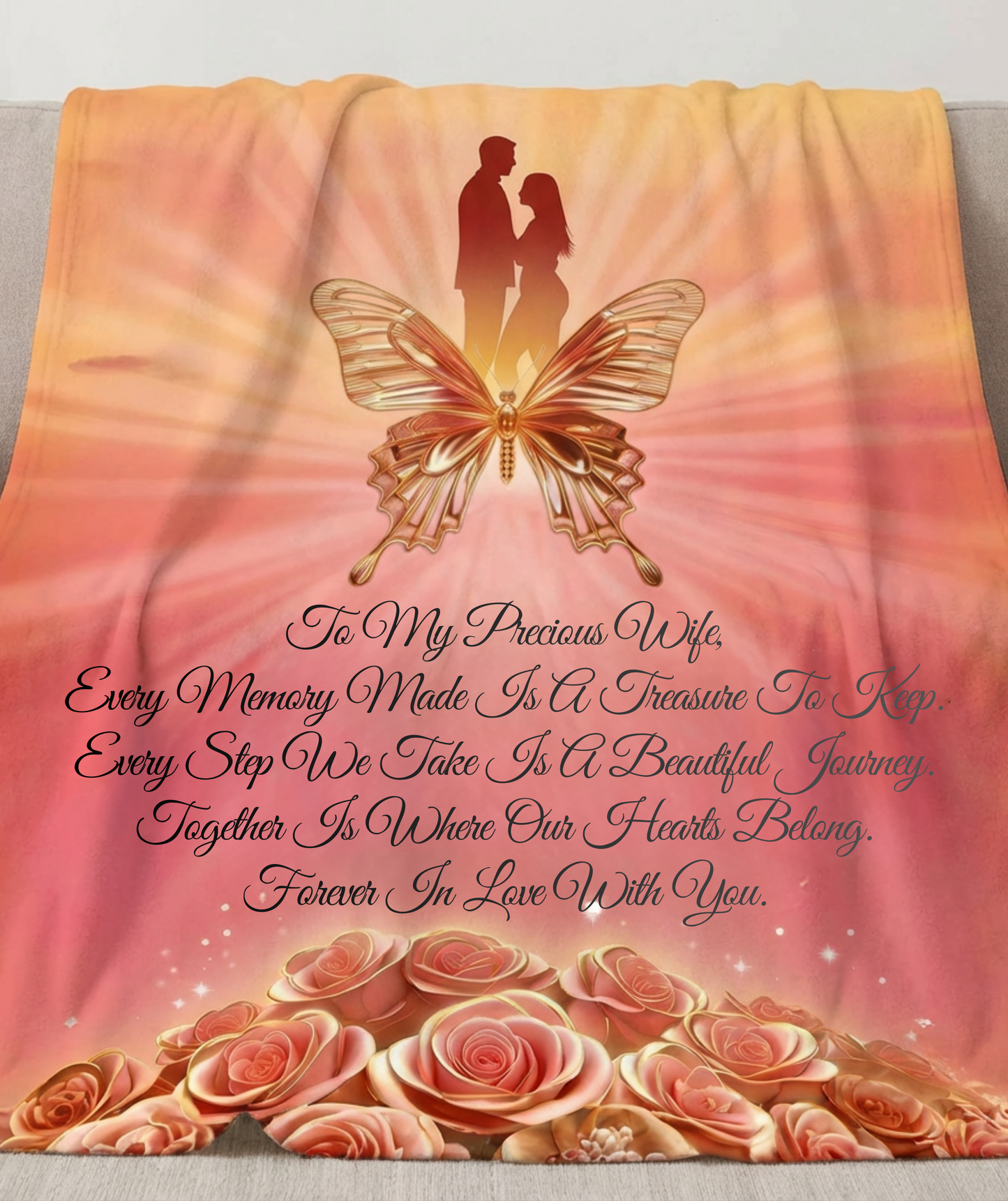 To My Precious Wife, Butterfly Love Blanket