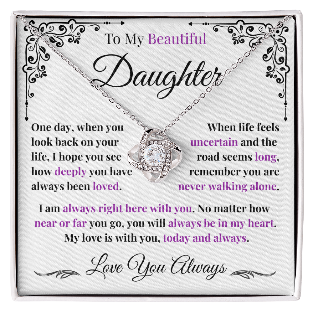To My Daughter Love Knot Necklace