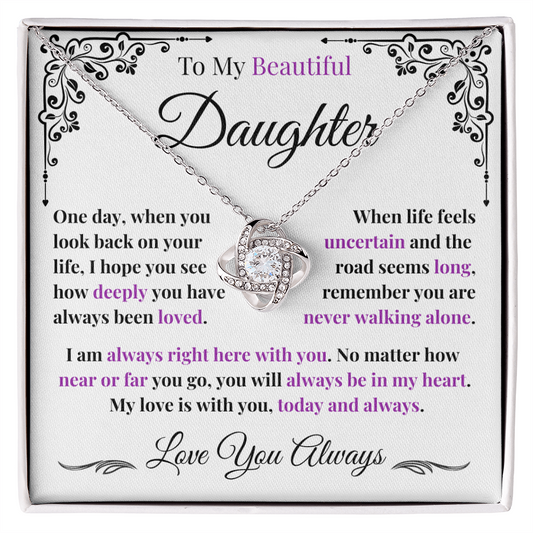 To My Daughter Love Knot Necklace