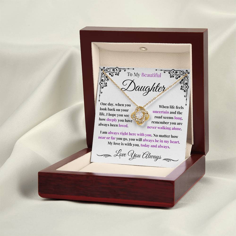 To My Daughter Love Knot Necklace
