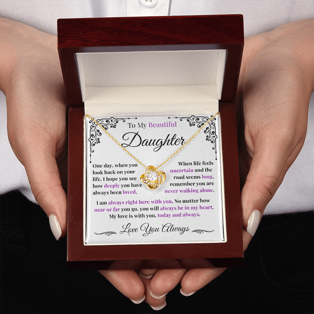 To My Daughter Love Knot Necklace