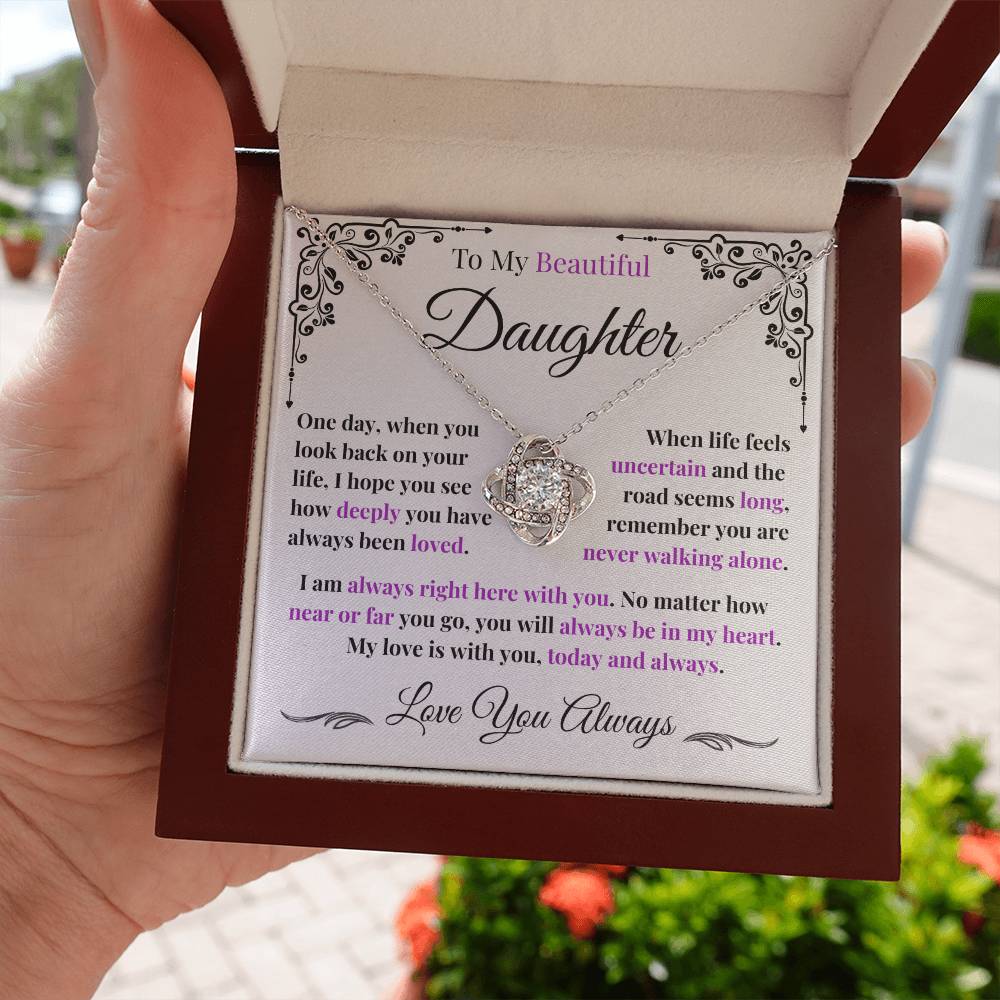 To My Daughter Love Knot Necklace
