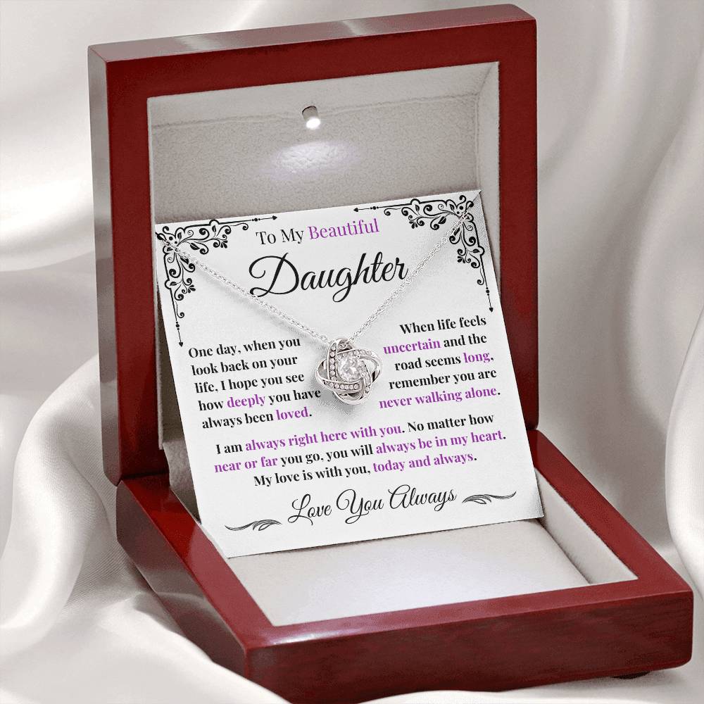 To My Daughter Love Knot Necklace