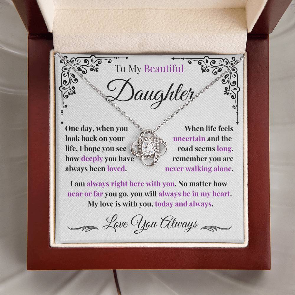 To My Daughter Love Knot Necklace