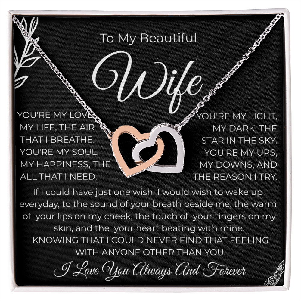 To My Beautiful Wife | Interlocking Hearts Necklace
