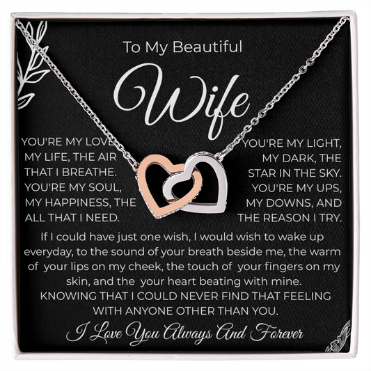 To My Beautiful Wife | Interlocking Hearts Necklace