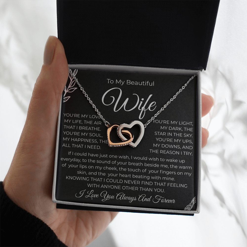 To My Beautiful Wife | Interlocking Hearts Necklace