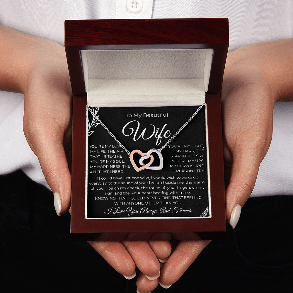 To My Beautiful Wife | Interlocking Hearts Necklace