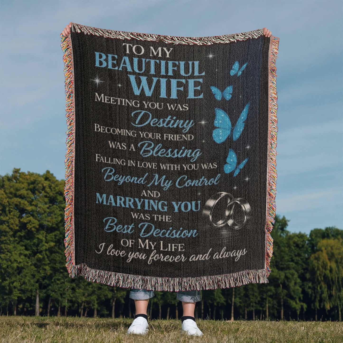 To My Beautiful Wife” Woven Blanket