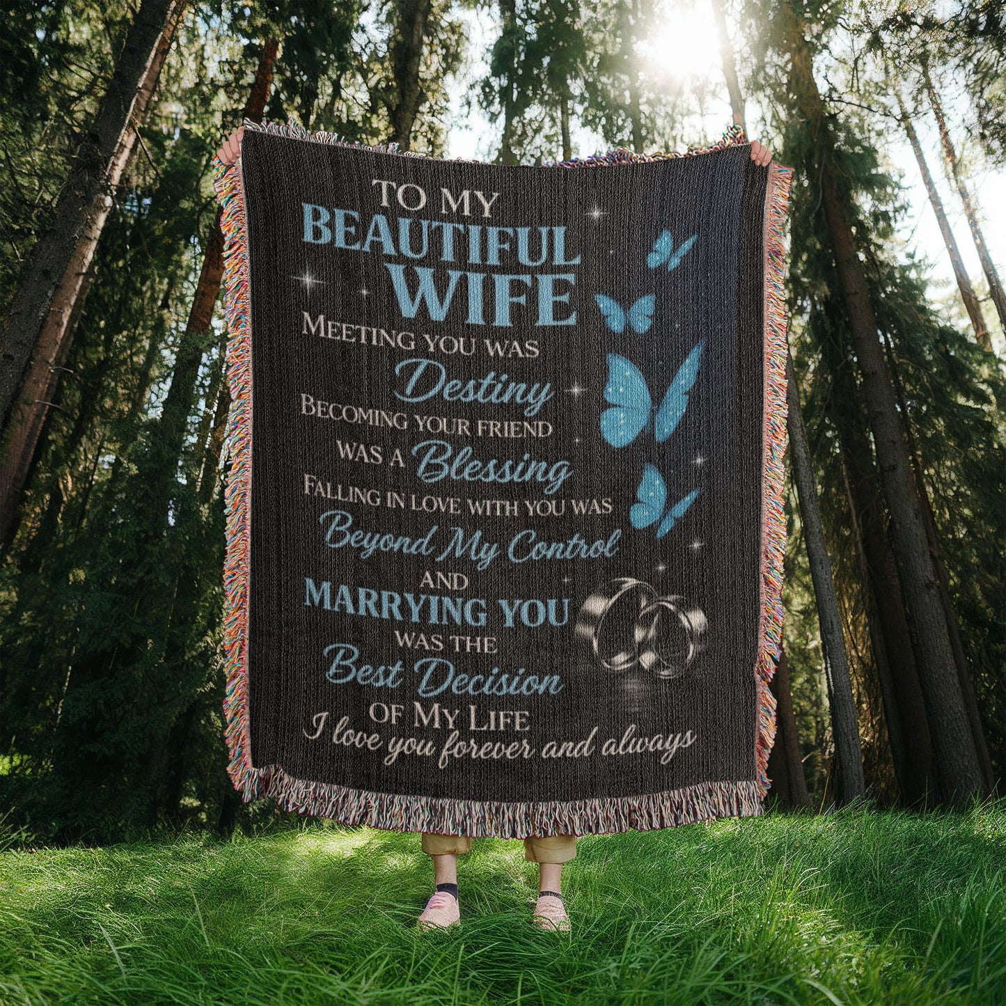 To My Beautiful Wife” Woven Blanket