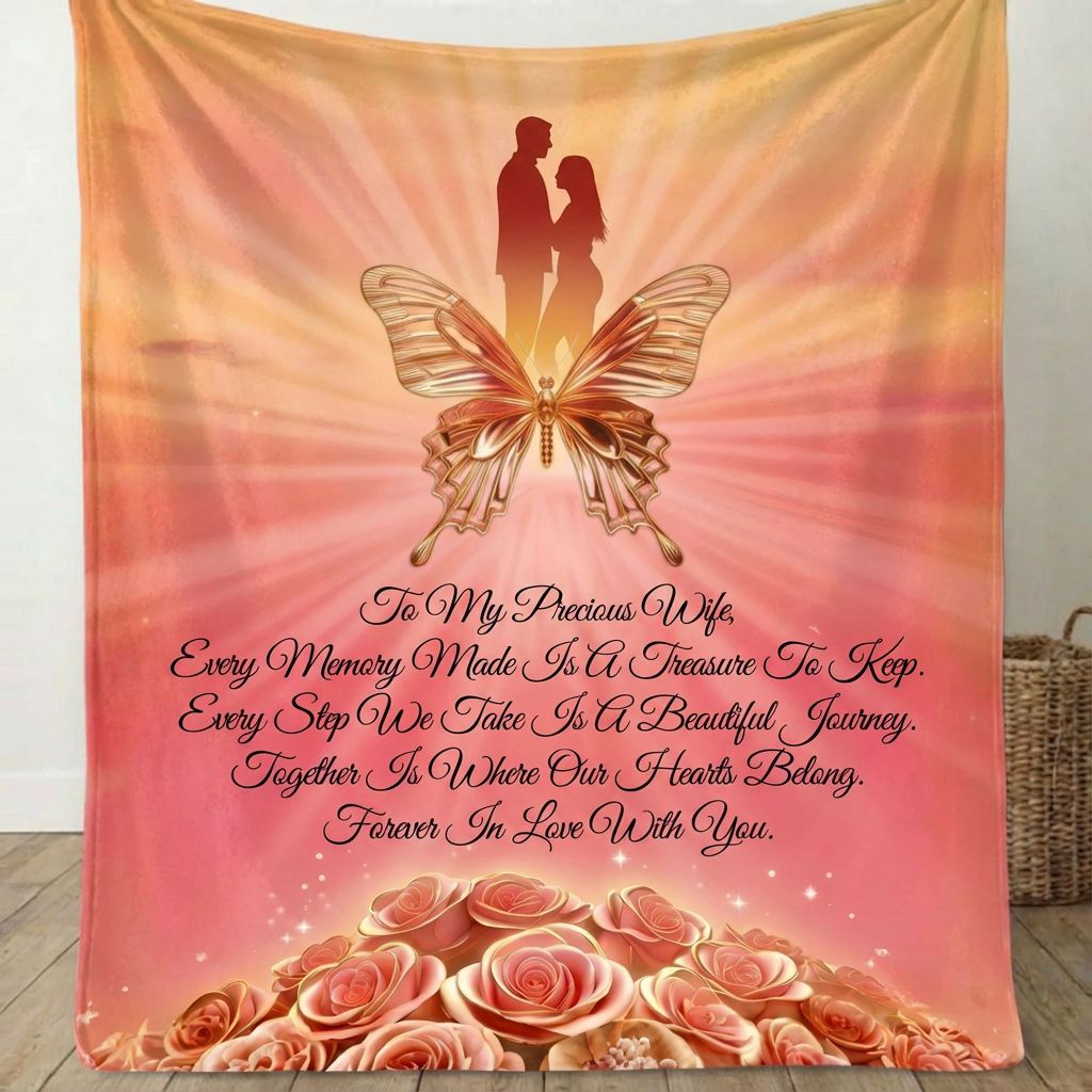 To My Precious Wife, Butterfly Love Blanket
