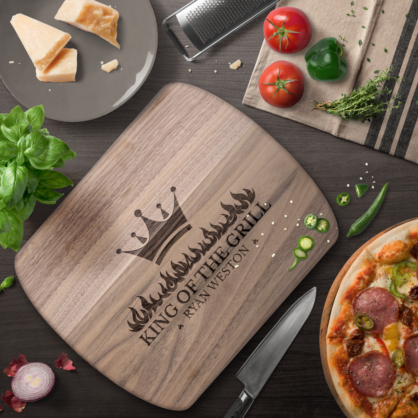 King Of The Grill | Personalized Wooden Cutting Board