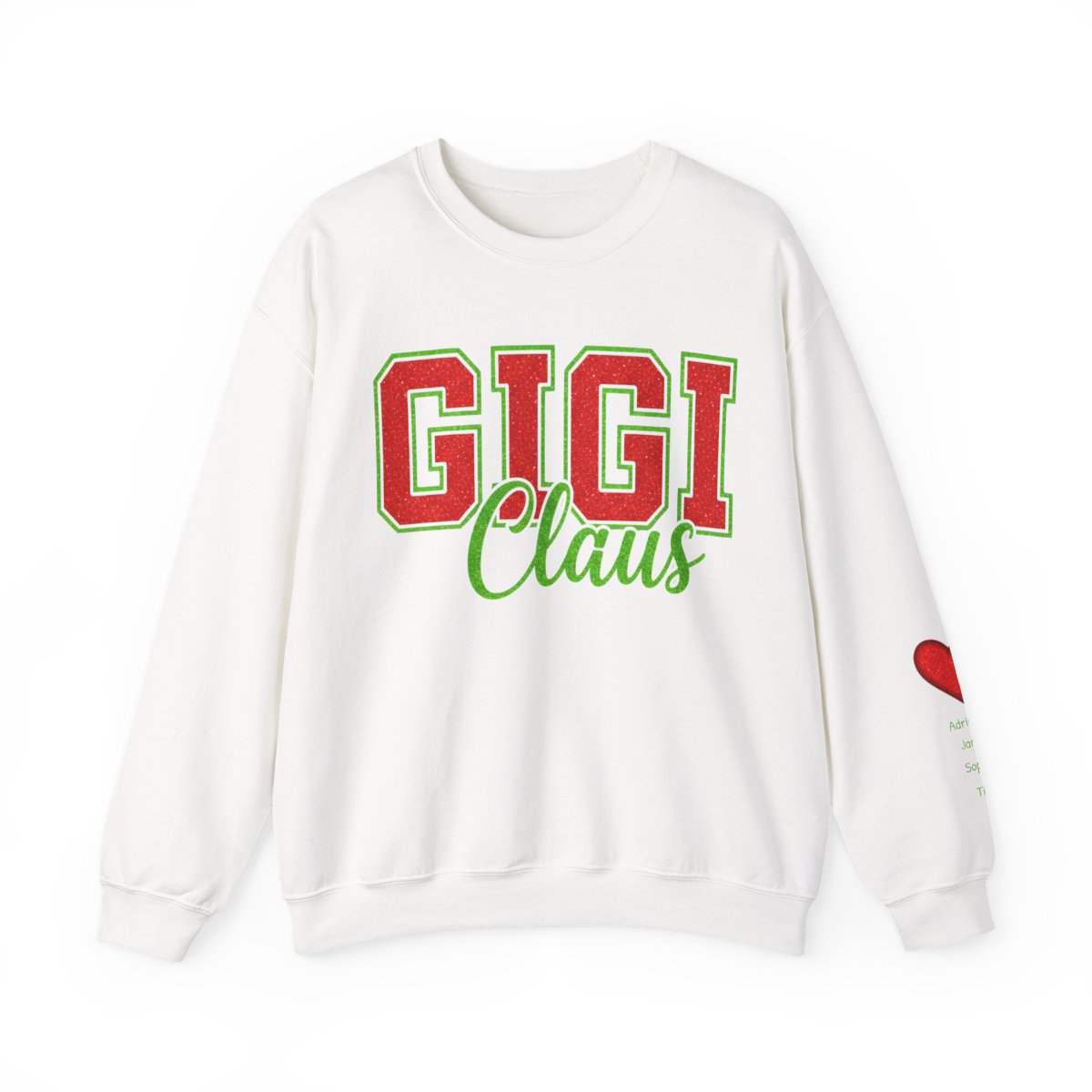Unisex 'GIGI Claus' Heavy Blend Glitter Crewneck Sweatshirt - Cozy Holiday Loungewear