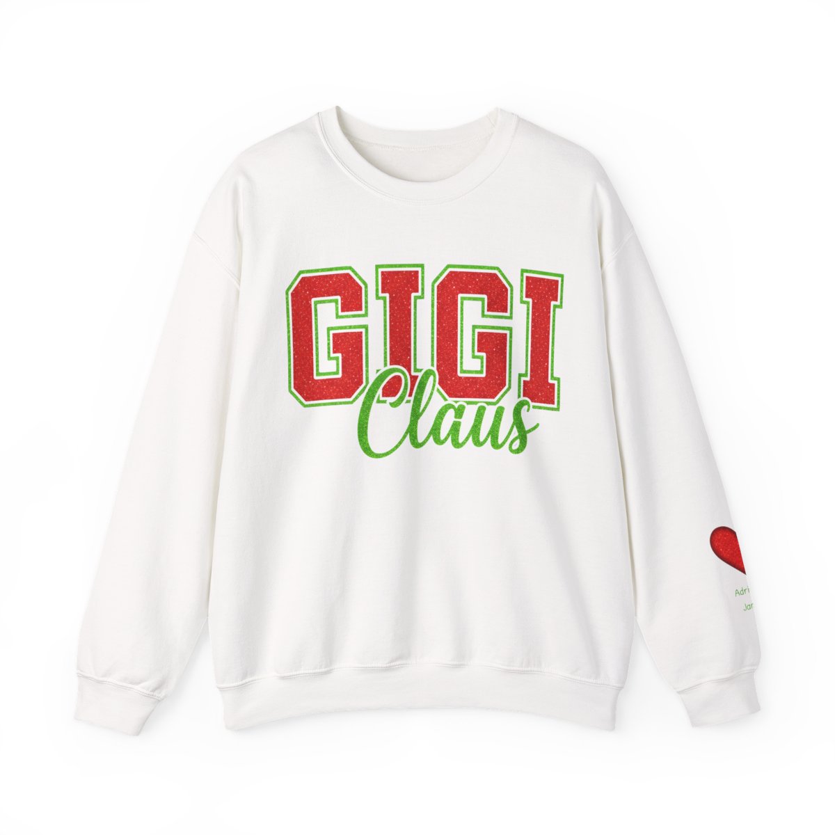 Unisex 'GIGI Claus' Heavy Blend Glitter Crewneck Sweatshirt - Cozy Holiday Loungewear